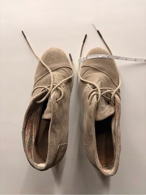Toms Taupe Suede Lace-Up Ankle Booties